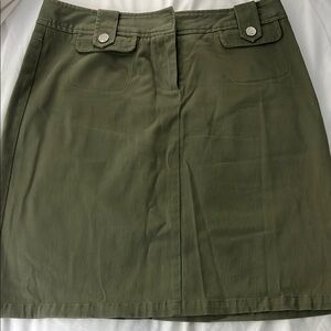 Lillie Rubin Khaki Cotton Skirt with Embellished Buttons